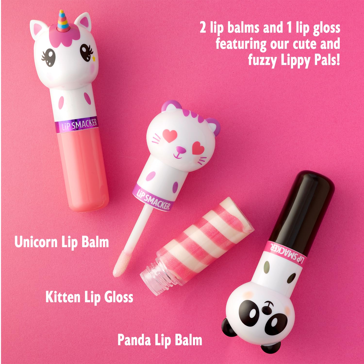 Lip Smacker Lippy Pals 3 Pack Lip Kit- Fox / Bunny / Llama Unicorn Magic / Cuddly Cream Puff / Sweet Kiwi Kitty