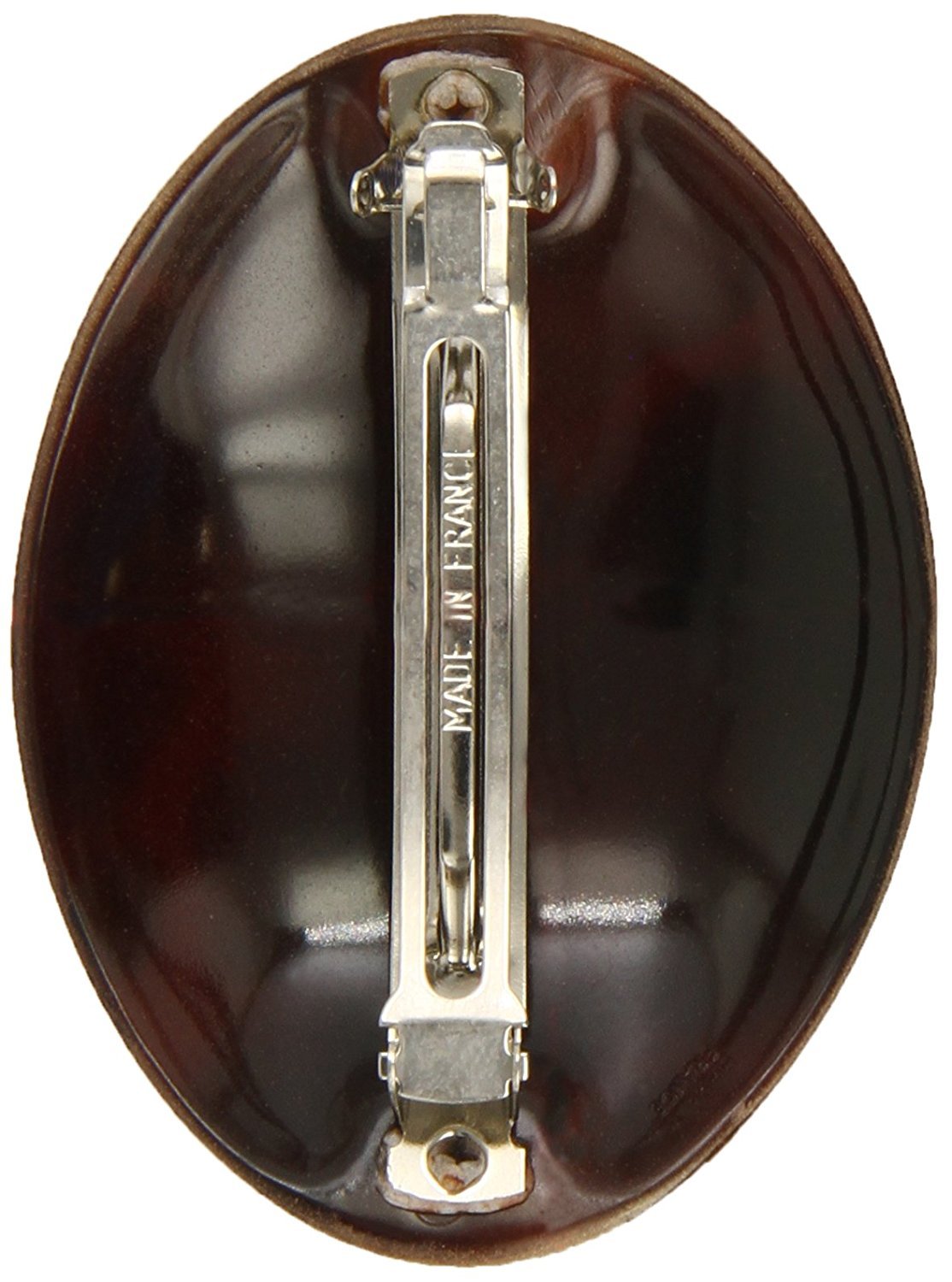 Caravan Hand Painted Oval Barrette With Leopard Design And A Brown Over Shadow