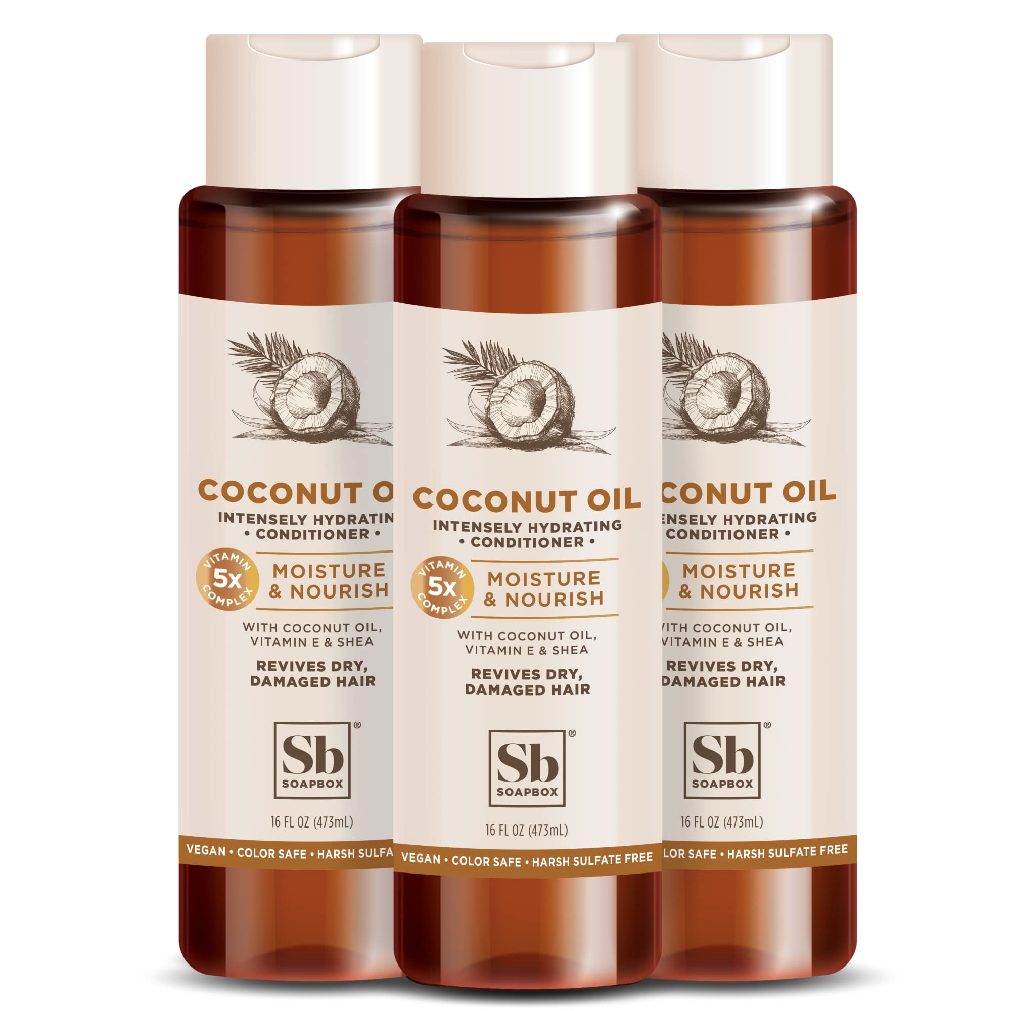 SoapBox Soaps Conditioner, Coconut Oil with Shea Butter, 3 Count