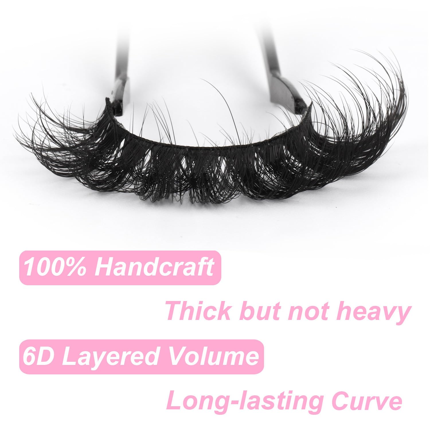 Mink Lashes Fluffy 6D False Eyelashes 17mm Wispy Cat Eye Lashes that Look Like Extensions Strip Lashes Pack