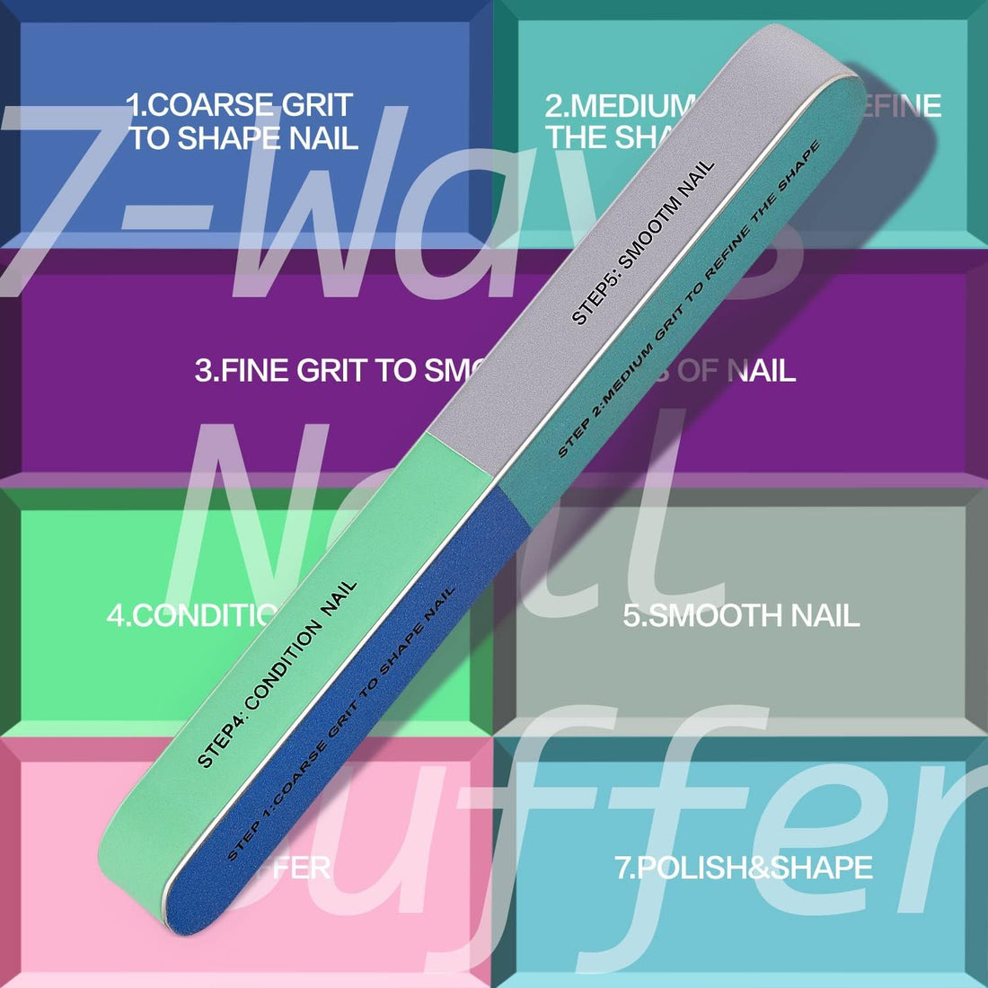 TsMADDTs Nail Buffers and Files Set with Buffer Blocks, Cuticle Trimmer, Pusher and Cuticle Oil, Nail Care Kit for Women