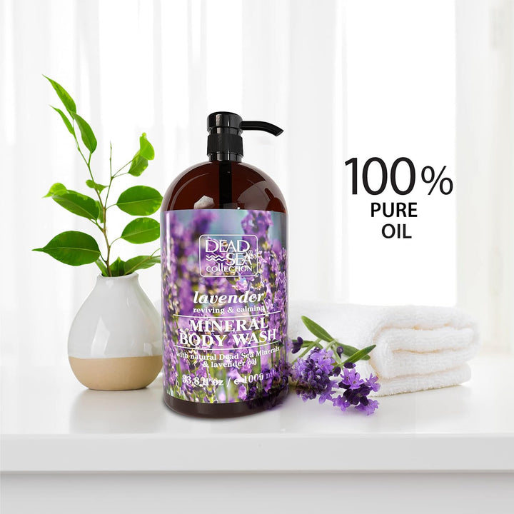 Dead Sea Collection Lavender Body Wash for Women and Men - with Pure Dead Sea Minerals and Lavender Oil - Gentle Cleanses and Moisturizes Skin (33.8 fl. oz)