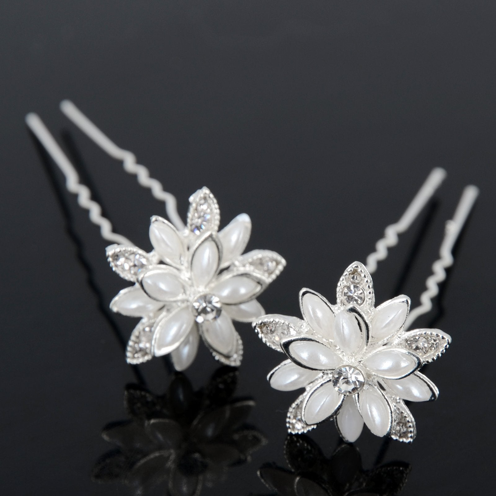 Yantu Womens Flower Bridal Wedding Hair Pin with Crystal (Pack of 20)