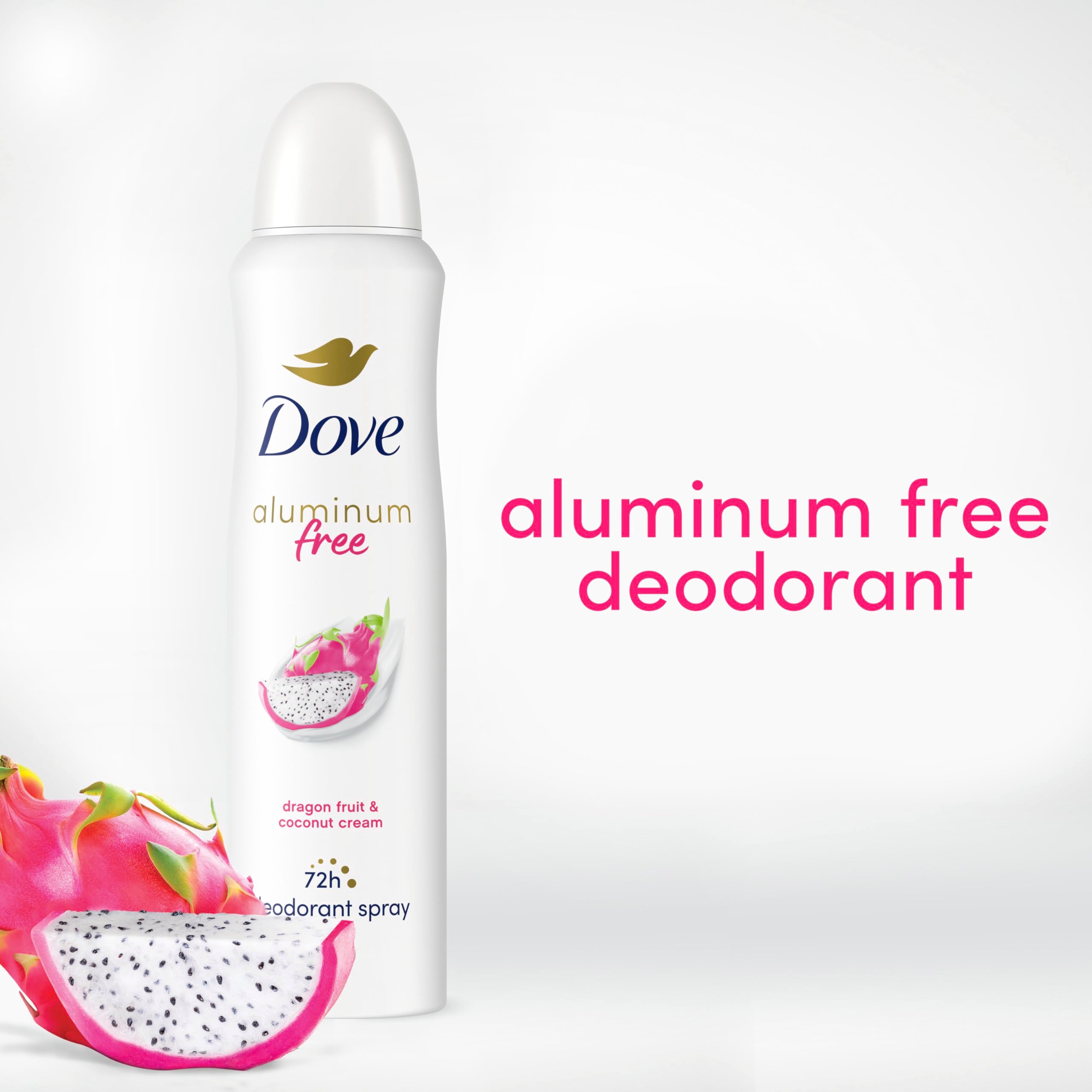 Dove Aluminum Free Deodorant Spray for Women 3 Pack Dragon Fruit & Coconut Cream 72 hour odor protection 4 oz