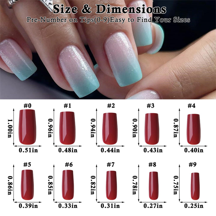 LoveOurHome 576pc Medium Square Press on Nails Kit Glossy Colored Straight Fake Nails Full Cover Artificial Fingernails Acrylic Tips Manicure Design Decor 24 Colors for Women Teens Kids