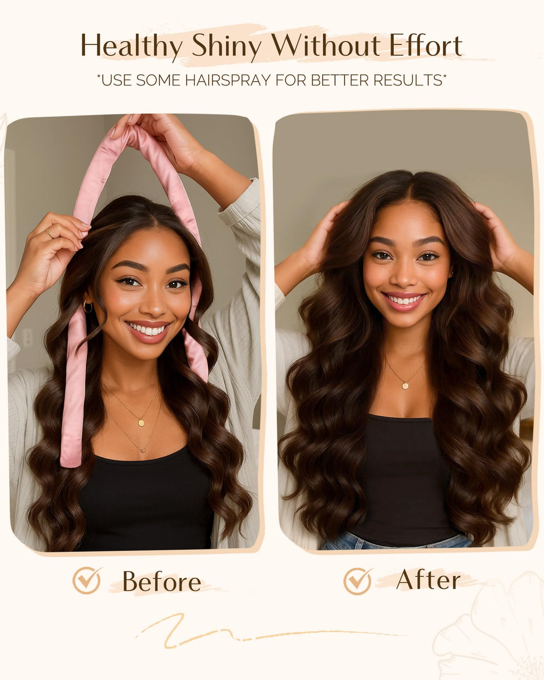 Yanibest Super Soft Satin Heatless Curler Set, Overnight Hair Curler to Sleep in, No Heat Curling Rods, with Satin Scrunchies and Clip