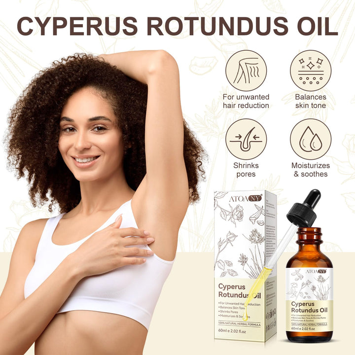 Cyperus Rotundus Oil, Cyperus Rotundus Oil for Hair Removal, Natural for Reducing Body Hair Growth, Smooth Skin & Moisturizing, Suitable for All Skin Types - 1Pc*2.02oz