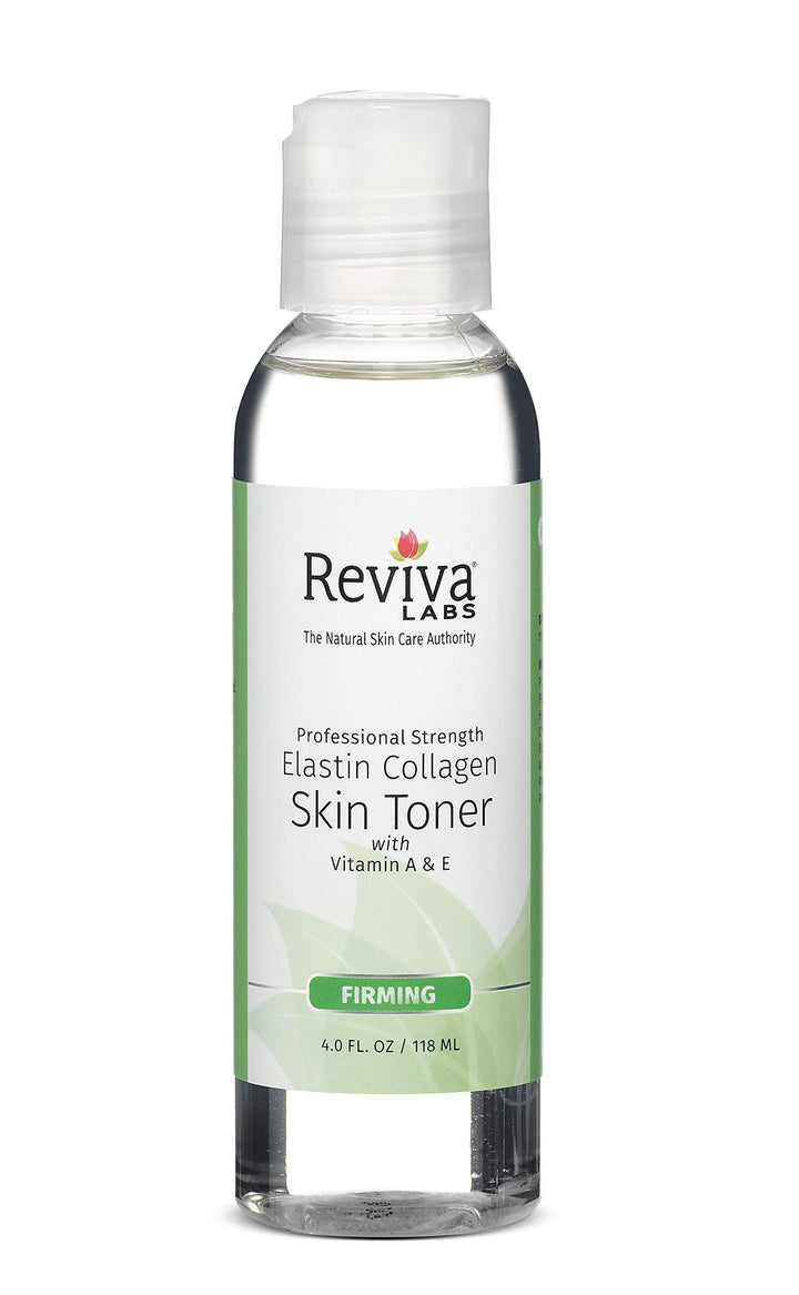 Reviva Labs Skin Toner, Elastin & Collagen, For Dry Skin, 4-Ounces (Pack of 3)