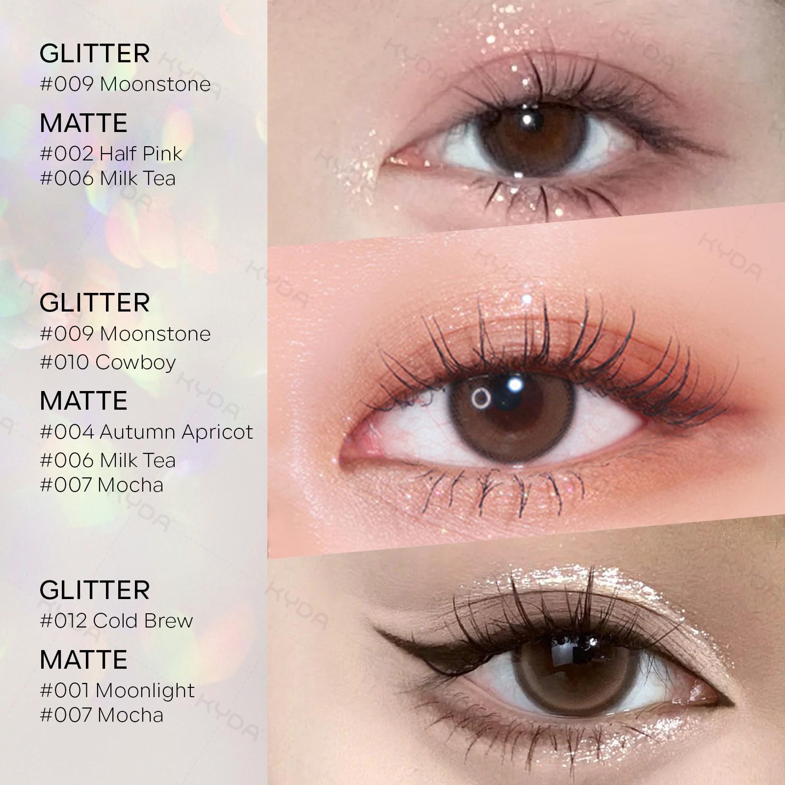 KYDA Multiuse Blendable Eyeshadow & Blush Makeup, Ultra-fine Lightweight Powder, Daily Matte Warm Tone Eyes Makeup, Half Pink Lavender