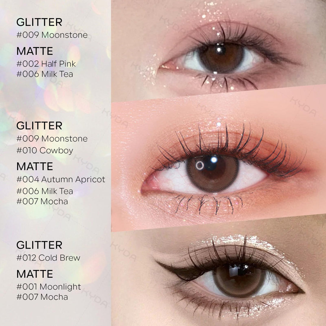 KYDA Multiuse Blendable Eyeshadow & Blush Makeup, Ultra-fine Lightweight Powder, Daily Matte Warm Tone Eyes Makeup, Half Pink Lavender