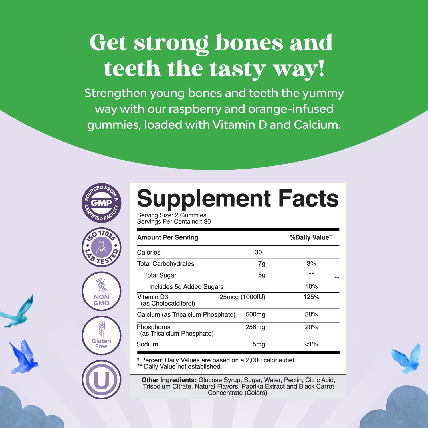 Natures Craft Tasty Kids Calcium Gummies - Vitamin D & Calcium Gummies for Children - Vitamin with & D for Muscle Bone Development Gelatin-Free Kosher Childrens 60ct (1 Pack)