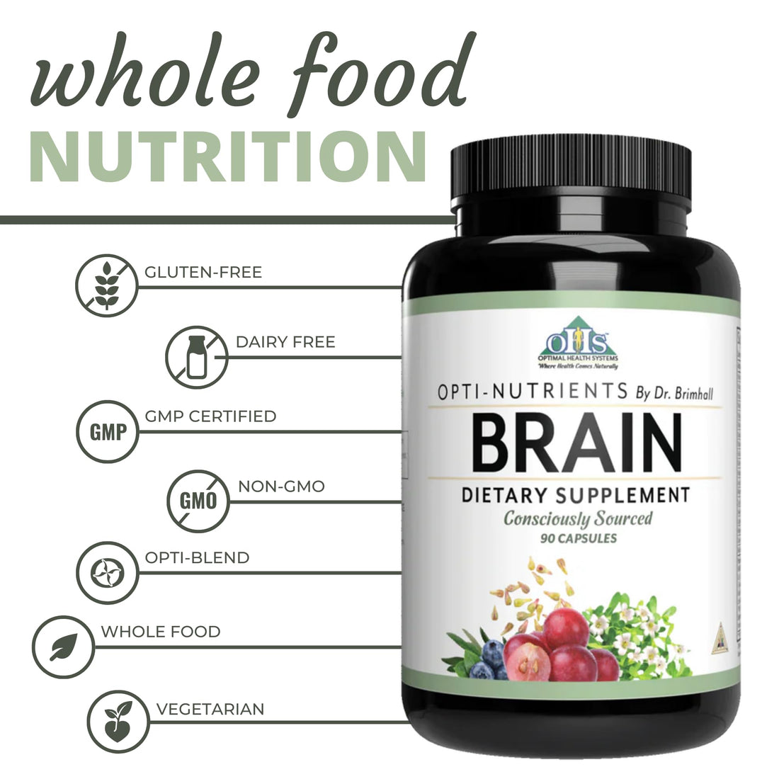Opti Nutrients by Dr BrimHall | Opti-Brain Consciously Sourced| 90 Capsules
