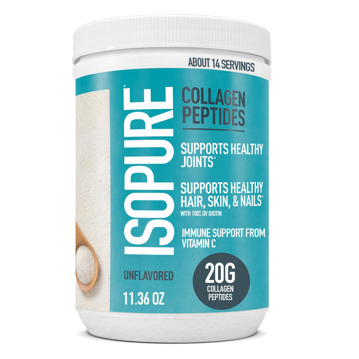 Isopure Collagen Peptides Powder, Lactose Free, Gluten Free, with Vitamin C, Unflavored, 20g Collagen Peptides Per Serving, 11.36 Oz, 14 Servings