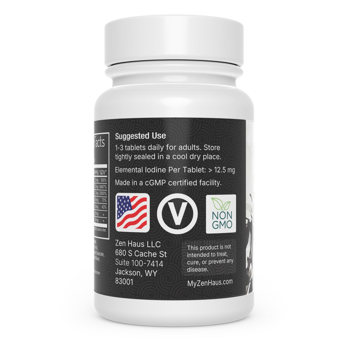 Zen Haus Iodine Supplement 12.5 mg with Selenium (as Selenomethionine) and More - 200 Tablets - Thyroid Plus Immune Support - High Potency Iodine Tablets - Compare to Lugol's Iodine Pills