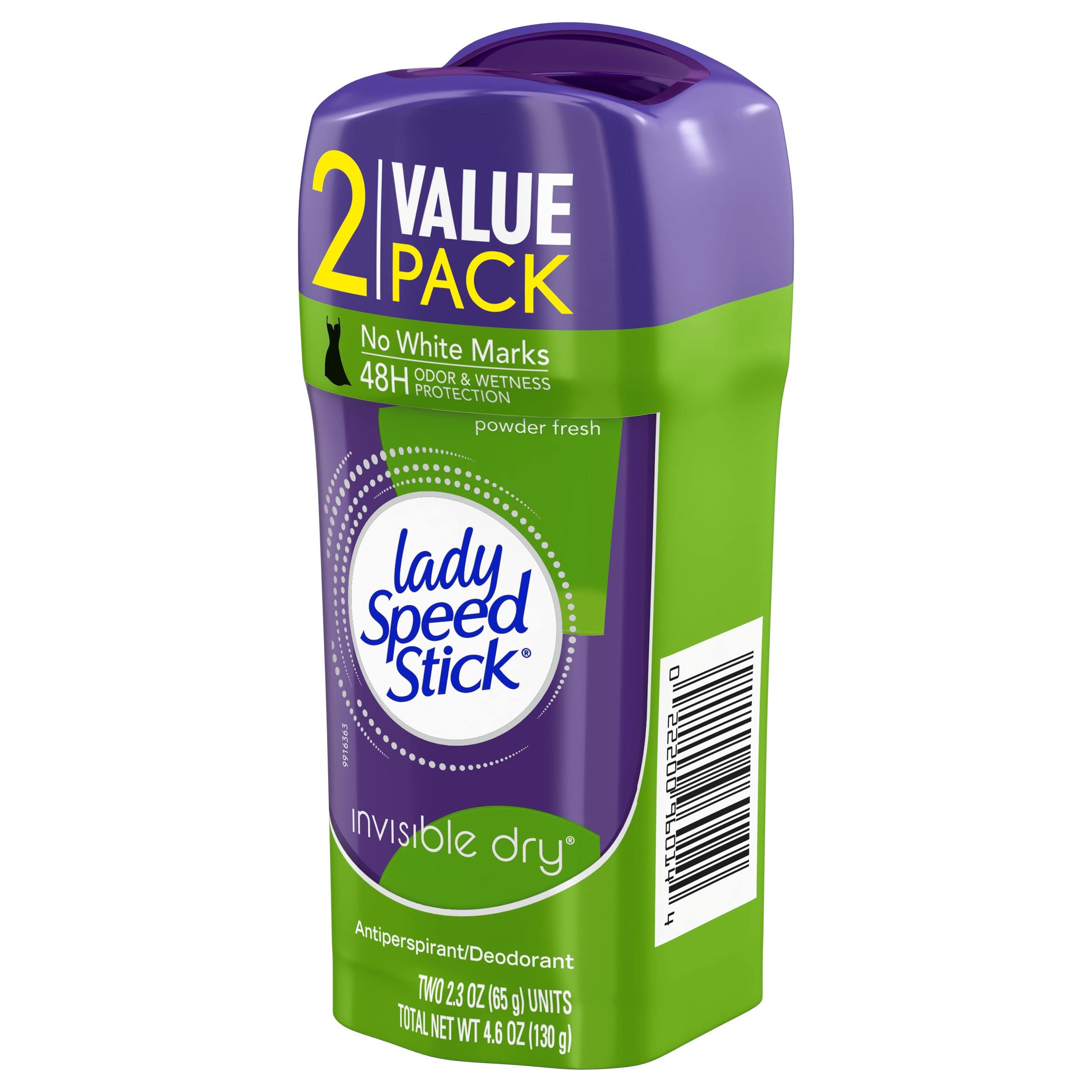 Lady Speed Stick Antiperspirant, Invisible Dry Powder Fresh, Twin pack, 4.60-Ounce
