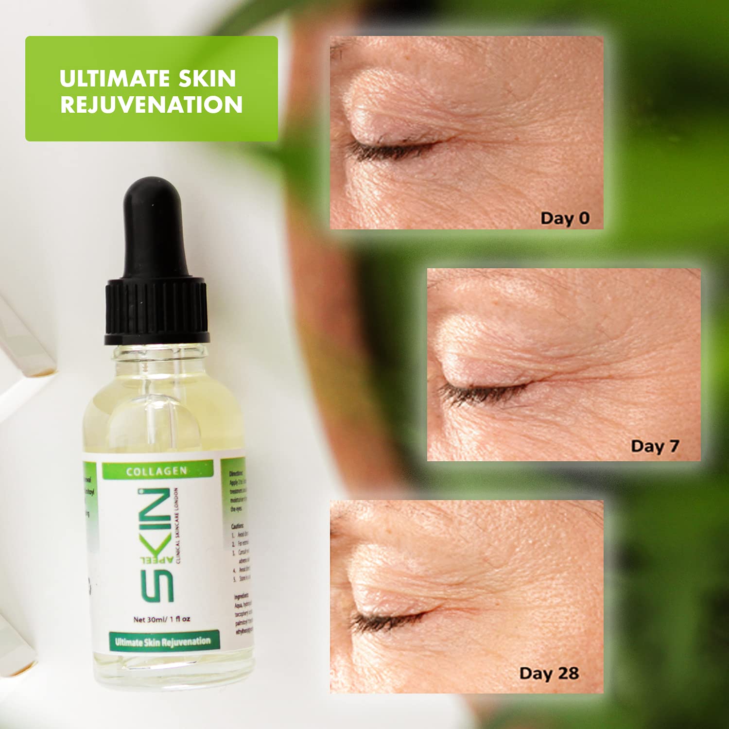 Skinapeel Collagen Serum 30ml 1 fl. oz Clinical Skincare London Made In UK- Use With Micro Needle Derma Roller and Stamp