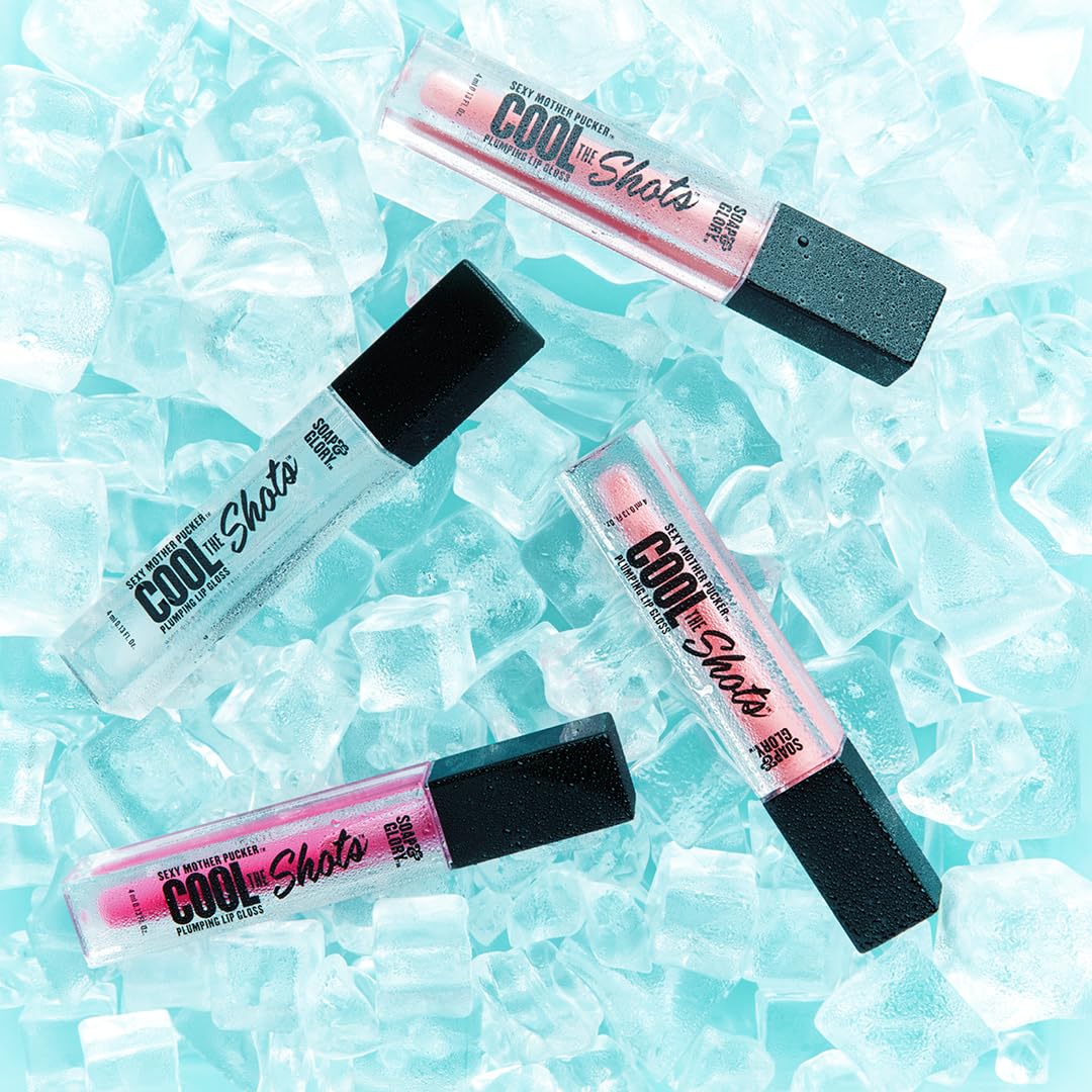 Soap & Glory SMP Cool The Shots Plumping Lip Gloss - Hydrating & Cooling Lip Plumper - Infused with Menthol & Vitamin E - High Shine, Glossy Finish - Vegan & Cruelty-Free - Nude Edition (4ml)