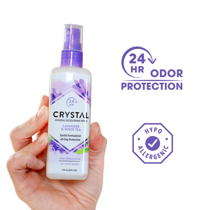 Crystal Essence Lavender and White Tea Body Spray - 4 oz - Liquid (Pack of 2)