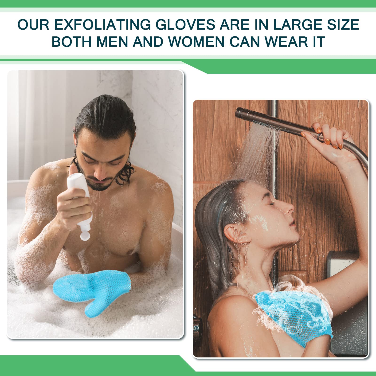 Karenhi Honeycomb Exfoliating Scrubber Set, Face and Body Scrubber Include Bath Mitt Honeycomb Exfoliating Glove for Body Shower, Face Exfoliator Sponge, Quick Drying(Blue)