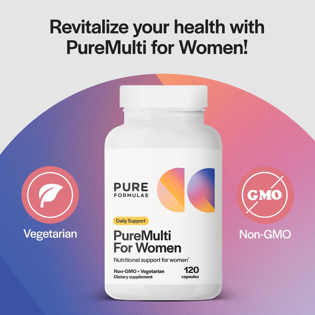 PureFormulas PureMulti for Women - Comprehensive Multivitamin for Women with Essential Nutrients and Herbal Support Womens Daily Multivitamins for Nutritional Support Non-GMO - 120 Capsules