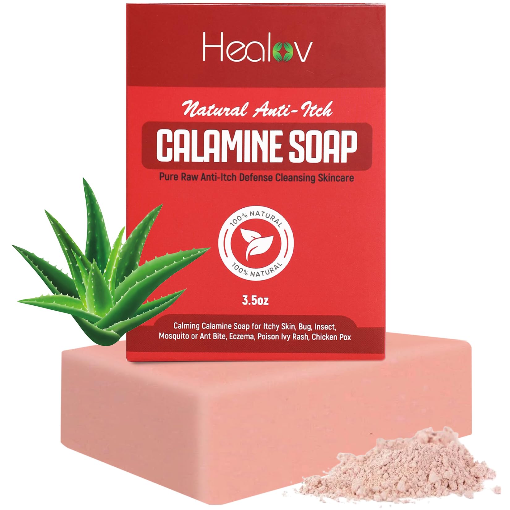 Calamine Soap Bar for Itching – All Natural Instant Itch Relief – Calming Calamine Soap for Itchy Skin, Insect Bite, Eczema, Ivy Rash, Chicken Pox – Pure Raw Anti-Itch Defense Cleansing Skincare