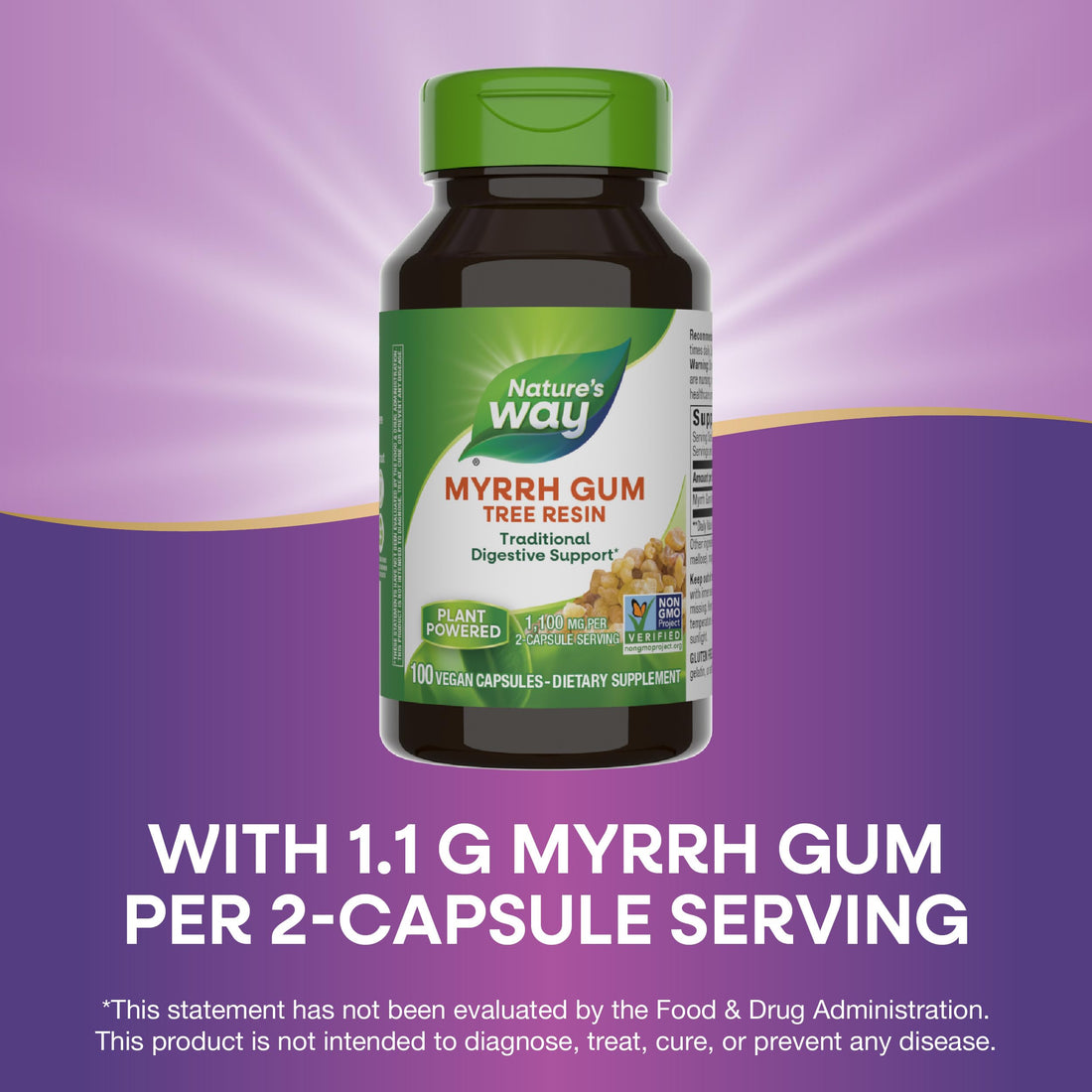 Nature's Way Myrrh Gum Tree Resin, Traditional Digestive Support*, 1,100mg Per Serving, 100 Capsules (Packaging May Vary)