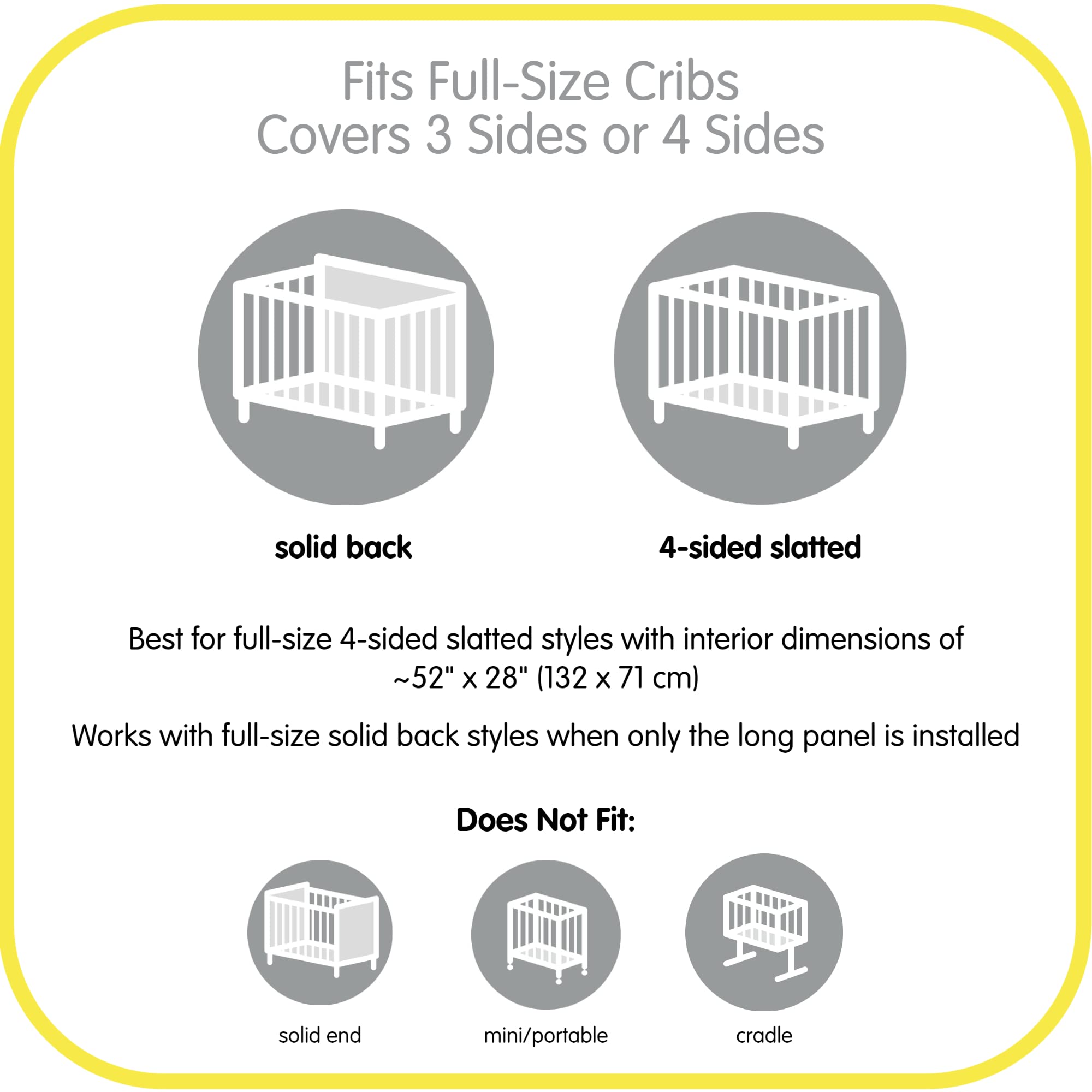 BreathableBaby Breathable Mesh Liner for Full-Size Cribs, Classic 3mm Mesh, Gray Clover (Size 4FS Covers 3 or 4 Sides)