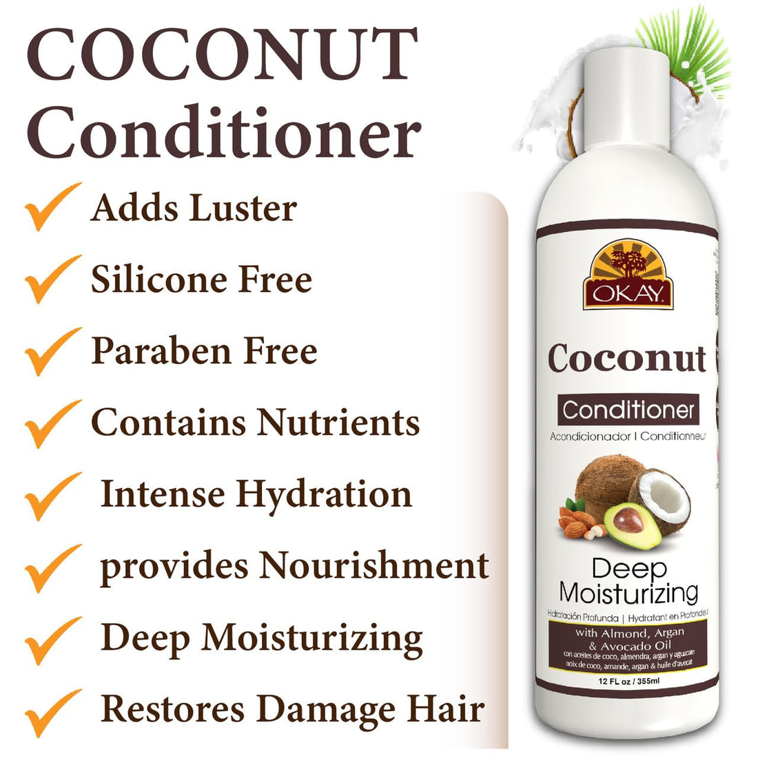 Okay Coconut Oil Deep Moisturizing Conditioner, 12 Ounce by Okay