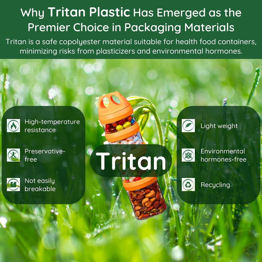 SELEWARE Portable Stackable Food Storage Containers for Snacks Formula Powder and Drinks Twist Lock System Airtight Leak-proof BPA and Phthalate Free 4 Piece Jars 31oz Orange