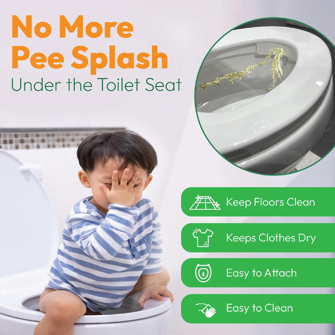 P-flector® Toilet Seat Urine Guard (1-Pack) - Pee Splash Guard for Potty-Training Kids, Adults, Seniors & Special Needs Individuals - Fits Round, Elongated & Curved Toilet Seats