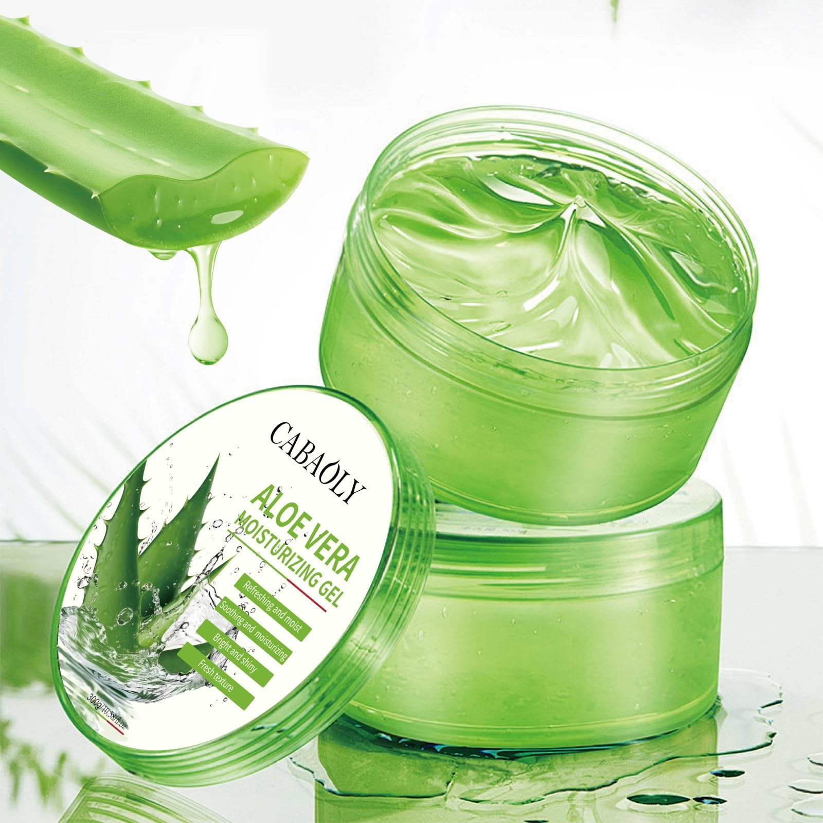 CABAOLY-Organic Natural Pure Aloe Vera Gel Face, Non-Sticky Aloe Vera Gel That Naturally Moisturizes and Relieves Sunburn and Deeply Moisturizes
