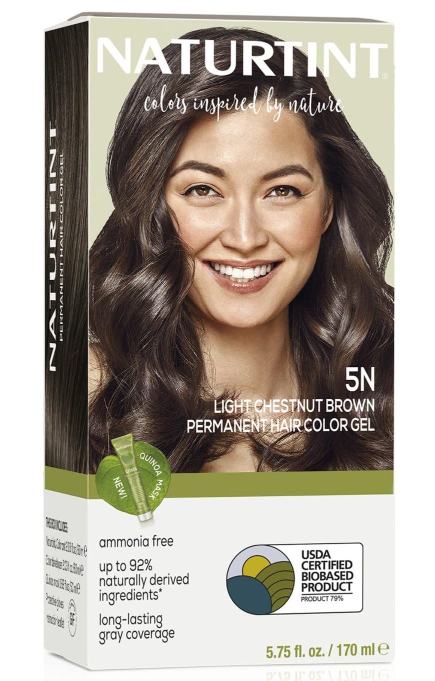 Naturtint 5N Light Chestnut Brown Permanent Hair Color (Pack of 1), Ammonia Free, Vegan, Cruelty Free, up to 100% Gray Coverage, Long Lasting Results (Packaging may vary)