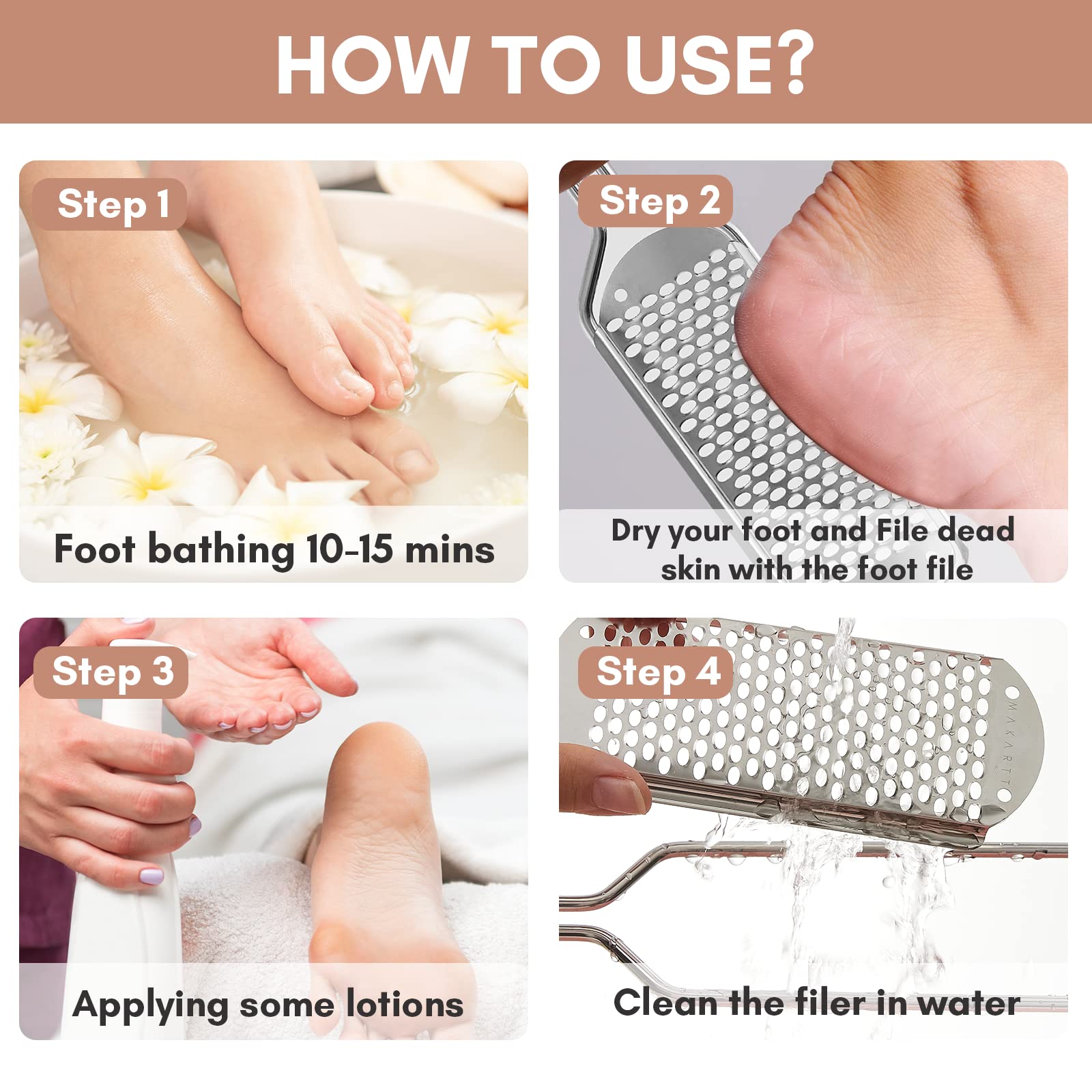 Makartt Foot File: Colossal Foot Scrubber Metal Foot Spa Pedicure Tools Callus Remover for Feet Dead Skin Care Foot Scraper Professional Rasp Callus Shaver Removal Foot Rasp