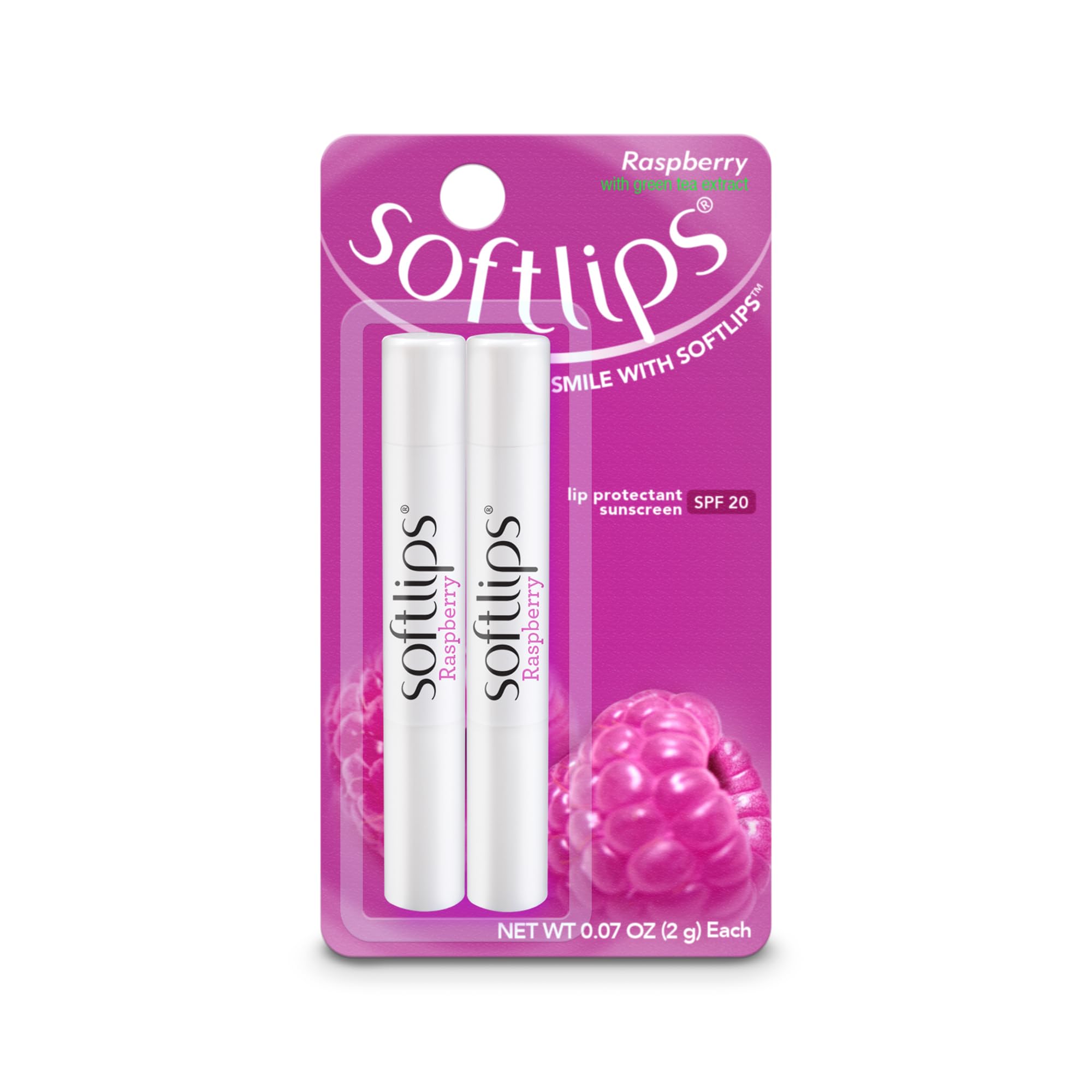 SoftLips Raspberry Lip Balm with SPF 20 - 2ct, 0.045 Count