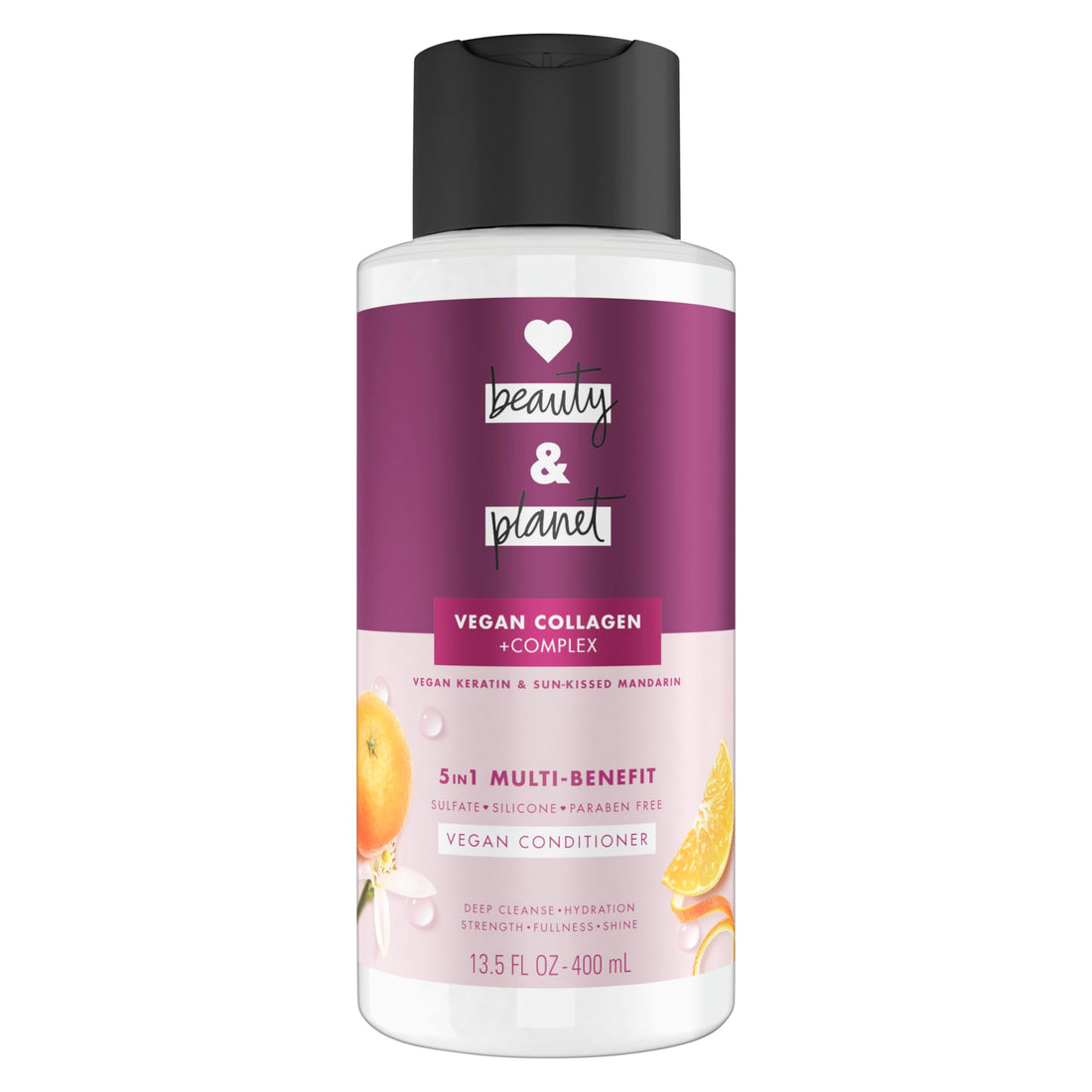 Love Beauty and Planet 5-in-1 Multi-Benefit Conditioner Vegan Keratin Collagen & Sun-Kissed Mandarin, for a Deep Cleanse, Hydration, Strength, Fullness, & Shine, 13.5 fl oz