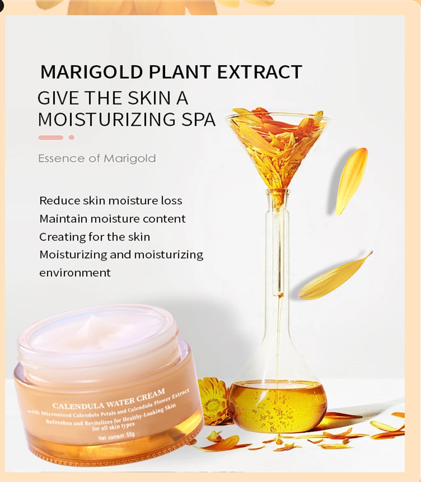 Grospe Calendula Face Cream Facial Moisturizer for Dry Skin Refreshing Water Cream Long-Lasting Hydration Oil Control Cream Nourishing Face Moisturizer for Women,1.76 Oz