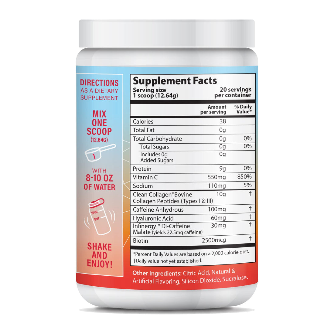 ABOUT YOUR COLLAGEN Peptide Energy Collagen Powder Hair, Nail, Skin, Type I & III,Caffeine for Energy, Vitamin C, Biotin, Hyaluronic Acid, Zero Sugar – 8.92 oz (Strawberry Margarita)