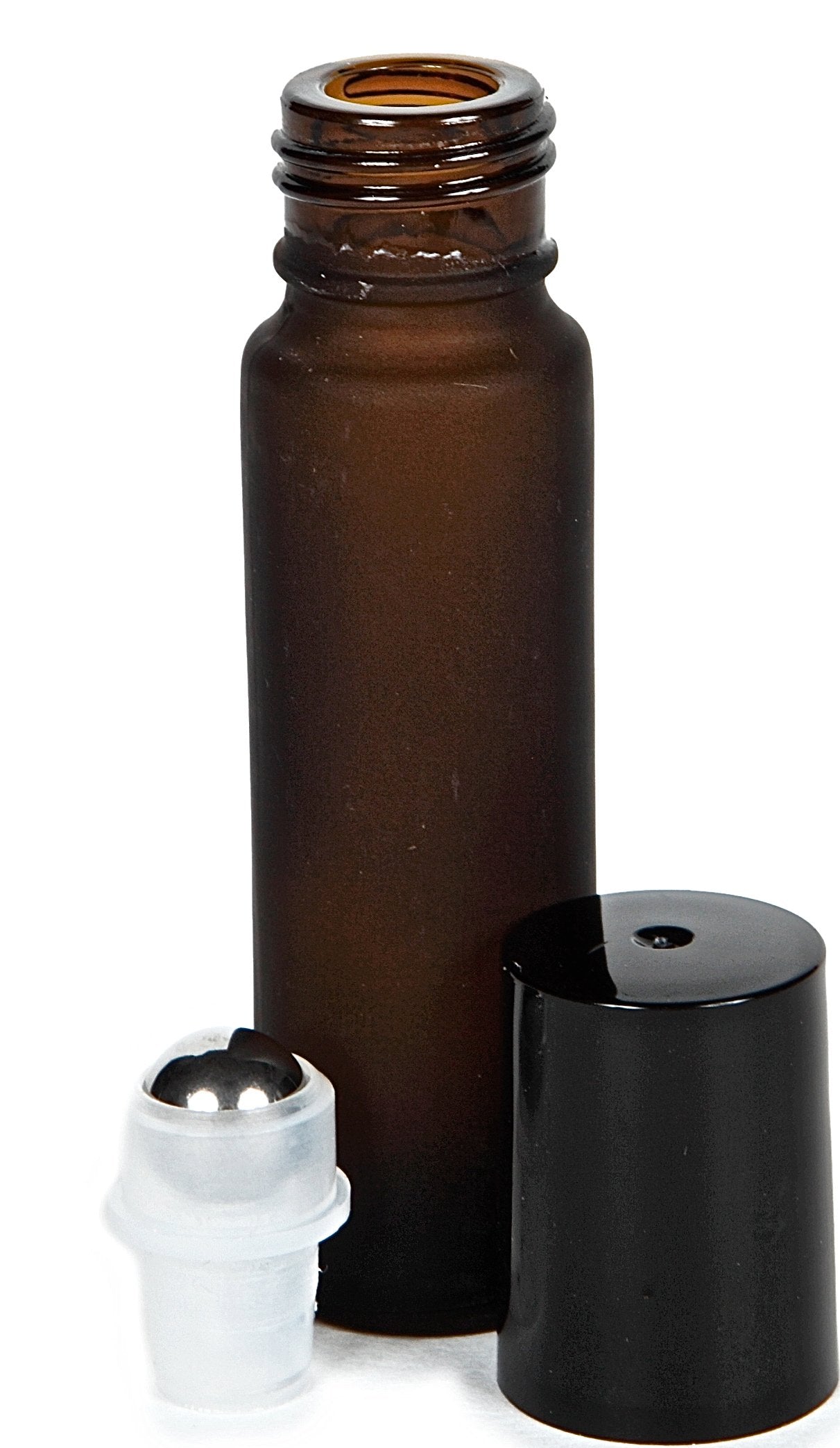 Vivaplex, 24, Frosted Amber, 10 ml Glass Roll-on Bottles with Stainless Steel Roller Balls. 3 - 3 ml Droppers included