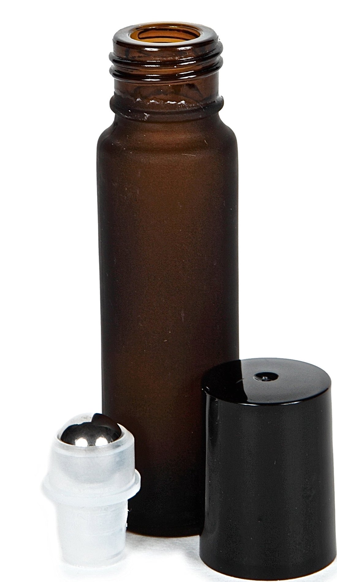 Vivaplex, 24, Frosted Amber, 10 ml Glass Roll-on Bottles with Stainless Steel Roller Balls. 3 - 3 ml Droppers included