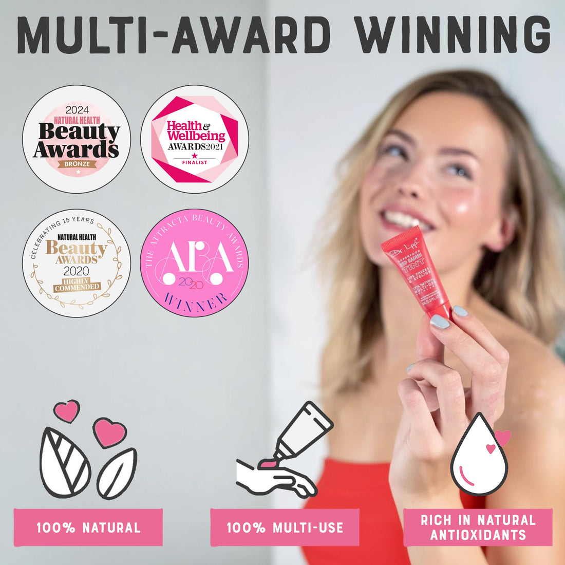 Natural Lanolin Tinted Lip Balm - Moisturizing Gloss For Dry Chapped Lips. Long Lasting Stains Made From Organic Edible Plant Pigments. Fragrance, Gmo, Paraben & Cruelty Free.