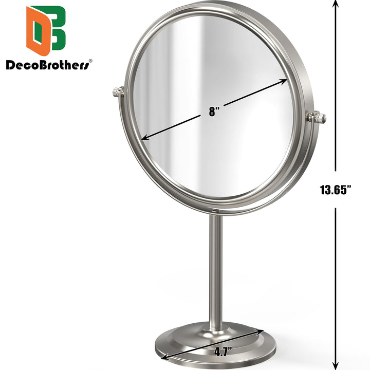 Decobros 8 Inch Large Tabletop Two Sided Swivel Vanity Mirror With 7x Magnification, 13 Inch Height