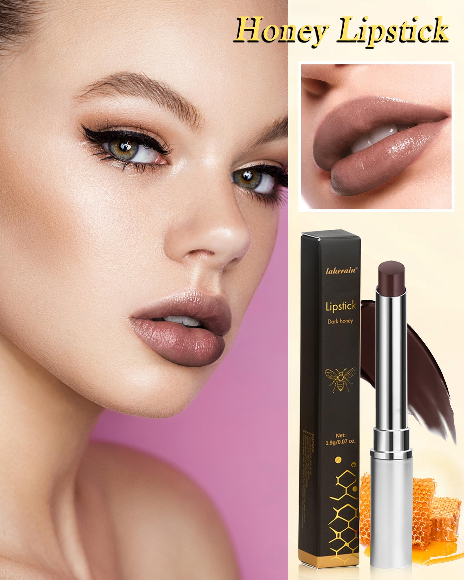 Tinted Lip Balm-1Pcs Hydrating Black Brown Lip Tint Moisturizer, Honey Sugar Yummy Lip Care Balm for Dry Lip, Moisturizing Sheer Lip Gloss Lip Treatment,Mother's Day Makeup Gift for Women Girl