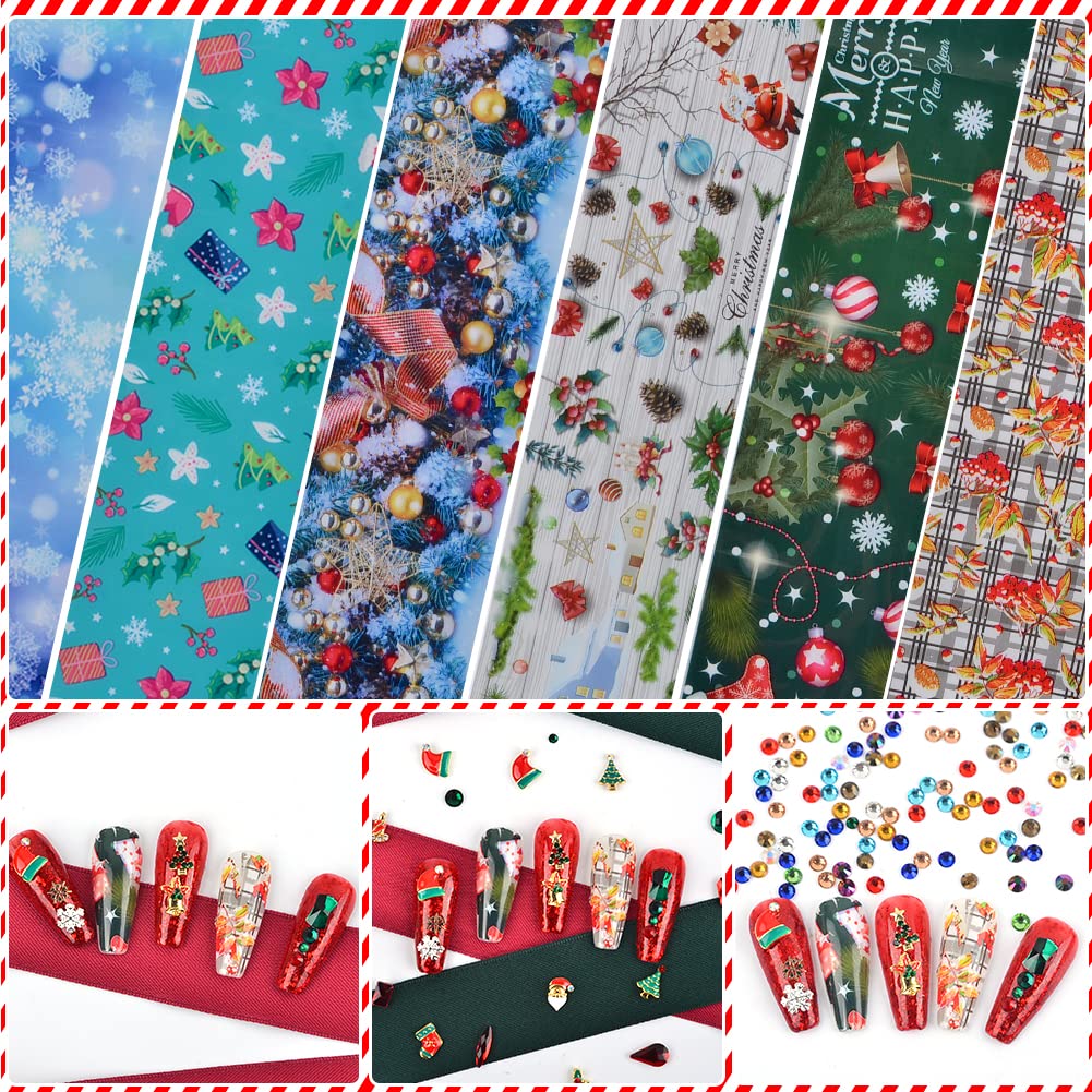 MELINDS Nail Art 3D Mixed Crystal Rhinestone Micro Gems DIY Metal Alloy Christmas Decoration Nail Art Foil Stickers Decal Glitter Kit for Nail Charms Props with Rhinestones Picker
