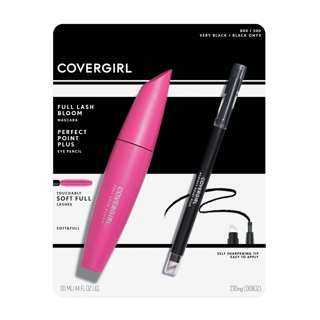 CoverGirl Blast Full Lash Bloom Mascara Very Black/Perfect Point Plus Eye Liner, Black Onyx, Value Pack