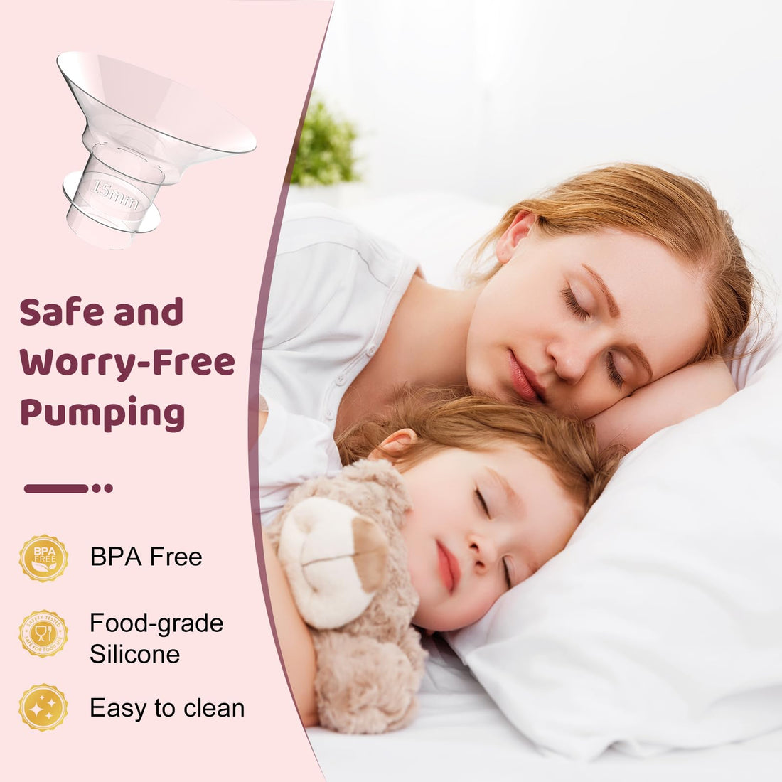 21mm Flange Inserts Compatible with Medela/TSRETE/Momcozy S9 S10 S12 Wearable Cups & Spectra S1 S2, 24mm Breast Pump Shields Reduce Nipple Tunnel Down to 21mm, 2pcs