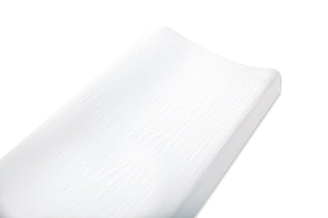 aden + anais Essentials Changing Pad Cover, 100% Cotton Muslin, Super Soft, Breathable, Tailored Snug Fit, Single, Solid White