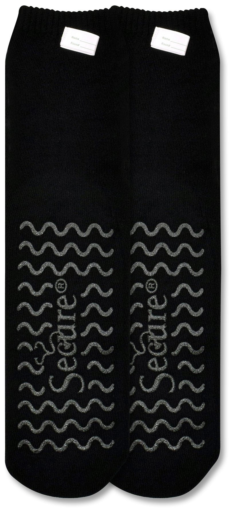 Secure (4 Pairs) Non Skid Socks with All-Around Grip Tread - Hospital Style for Elderly Fall Injury Prevention