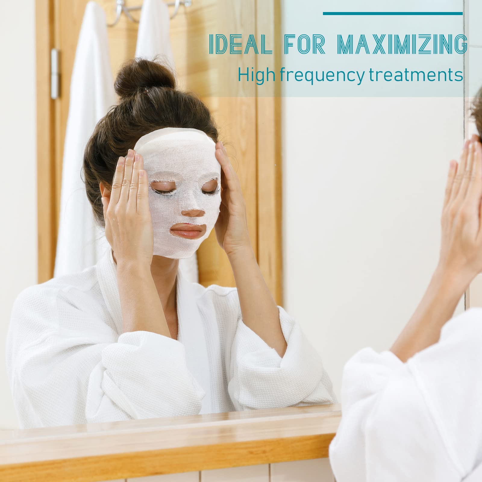 150 Pieces Pre-cut Gauze Facial Cotton Beauty Gauze Skin Care Face for Facial Spa, High Frequency (8 x 10 Inch, Round Face Style)