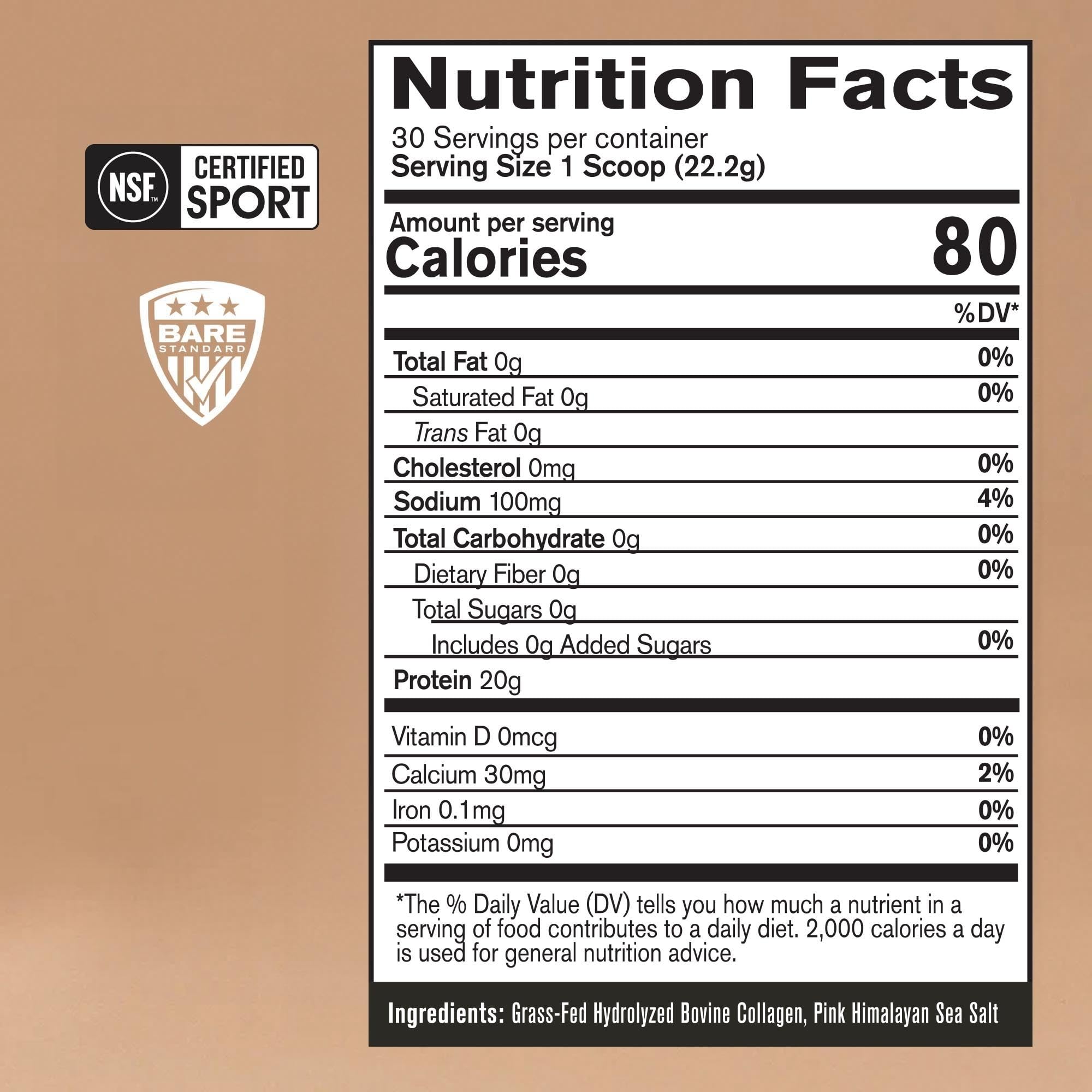 BARE PERFORMANCE NUTRITION, BPN Collagen Protein, Grass-Fed Bovine Collagen Peptides, Unflavored