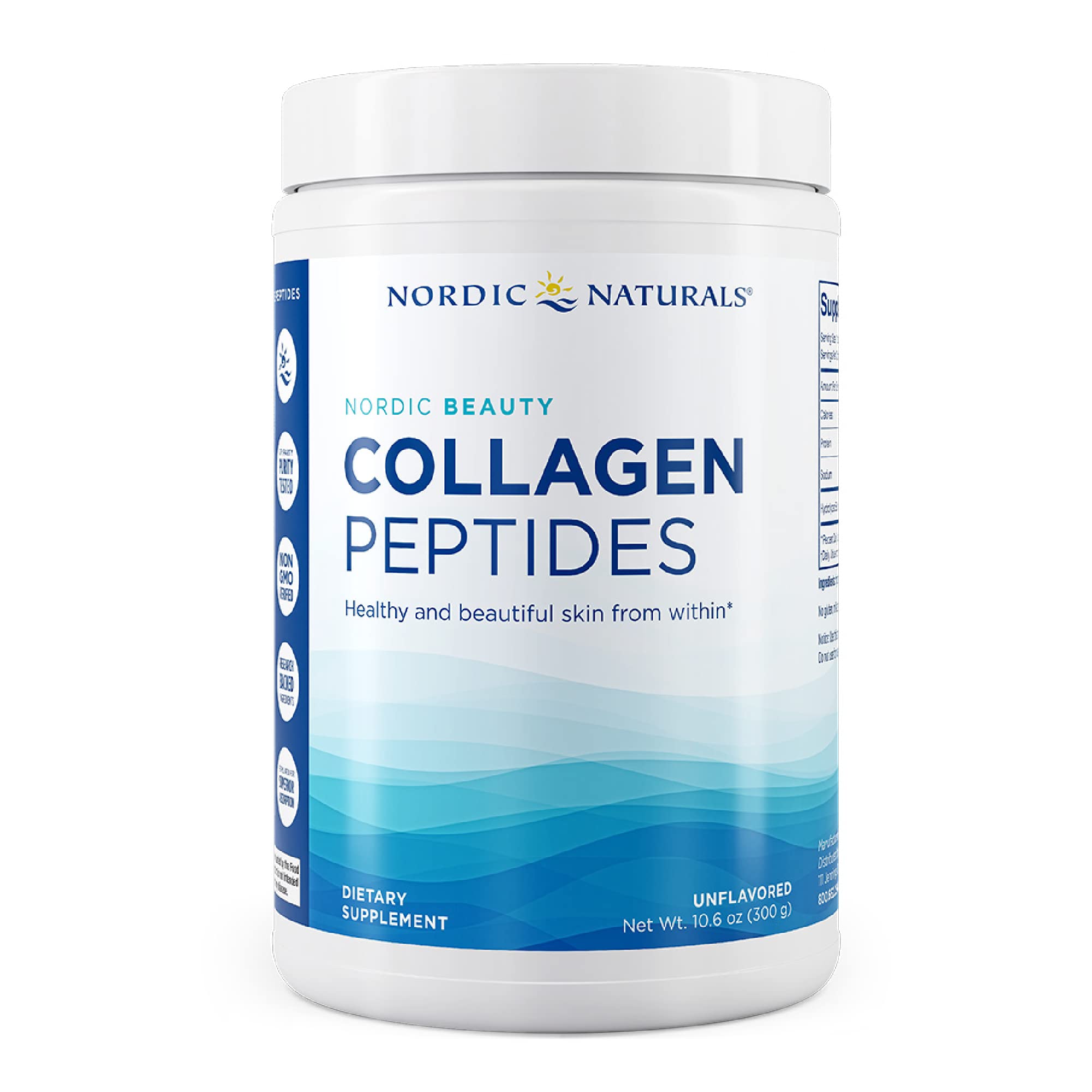 Nordic Naturals Nordic Beauty Collagen Peptides, Unflavored - 10.6 Ounces - Collagen Supplement for Skin Health and Elasticity - for Hot and Cold Beverages - 30 Servings